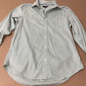 Banana Republic Non-Iron Slim Fit Button-Up Shirt Green Pattern Size Medium